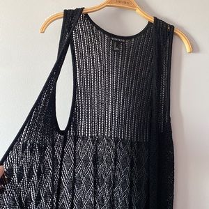 Black Vested Cardigan with Fringe